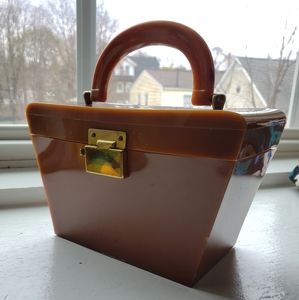 Vintage 1950's Caramel Brown Lucite Purse